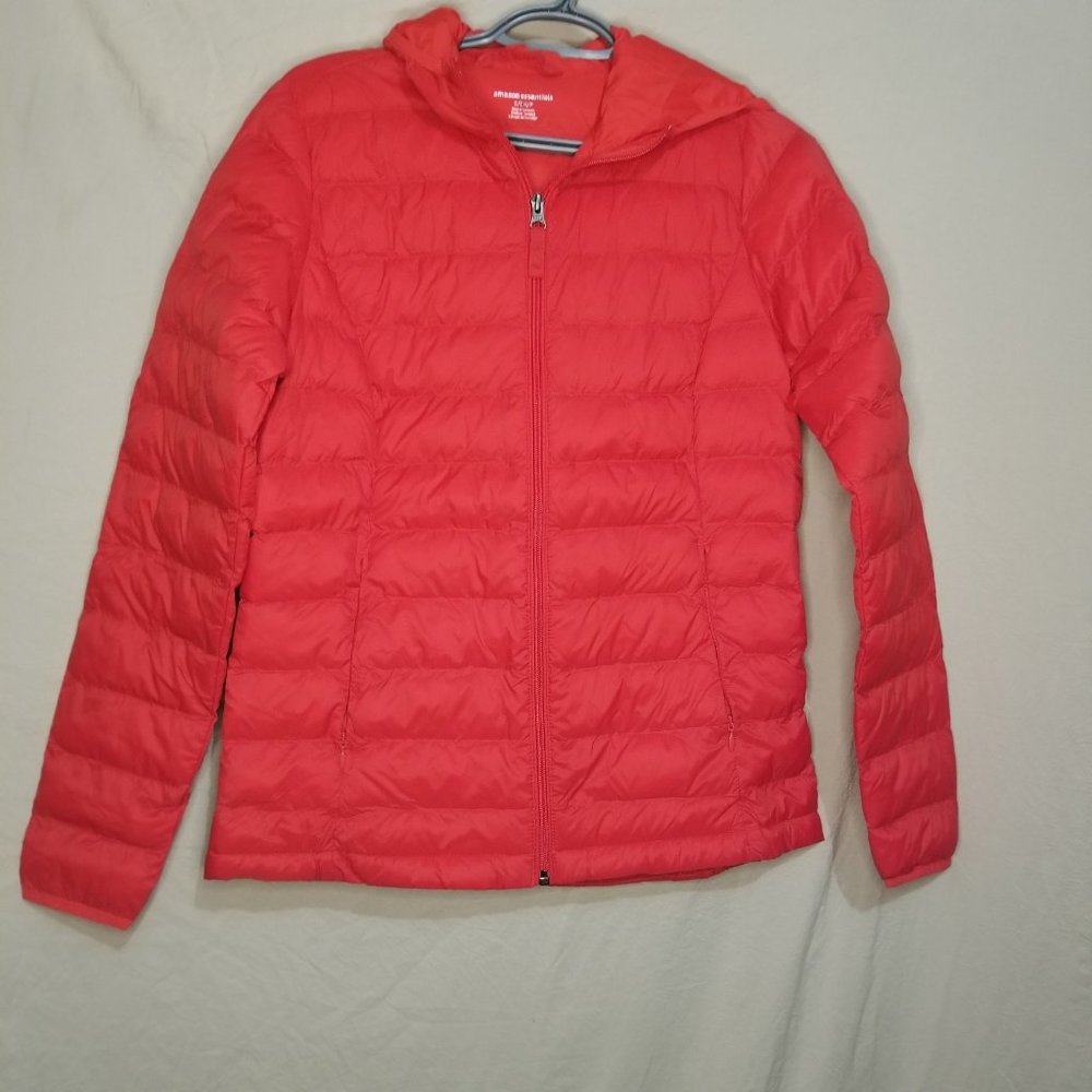 AMAZON ESSENTIALS Puffer Hoodie Jacket Long Sleeve Red S